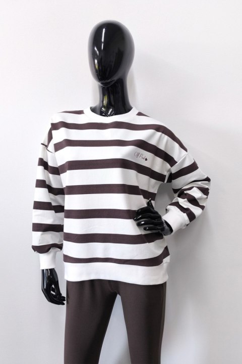 BLUZA IMPRESS - ŚMIETANA+CZEKOLADA, L, SCZ OFF PINK