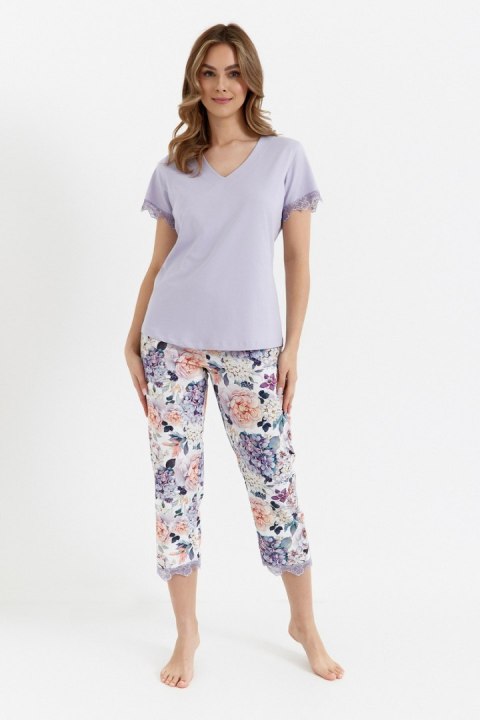 PIŻAMA DAMSKA 470 - LILA, XL, KWIATY FIOLET CANA PIŻAMA DAMSKA 470 - LILA, XL, KWIATY FIOLET CANA