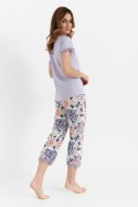 PIŻAMA DAMSKA 470 - LILA, XL, KWIATY FIOLET CANA
