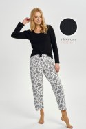 3454 PIŻAMA DAMSKA DŁUGA AIDA M-XL - CZARNY, XL TARO