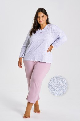 3463 PIŻAMA DAMSKA DŁUGA DEBORA 2XL-4XL - NIEBIESKI, 3XL TARO