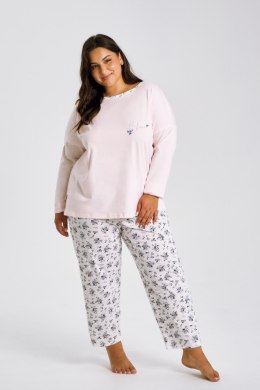 3466 PIŻAMA DAMSKA DŁUGA ELLA 4XL-6XL - RÓŻOWY, 6XL TARO