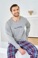 3478 PIŻAMA MĘSKA DŁUGA FRANCO S-XL - SZARY MELANŻ, XL TARO