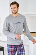 3478 PIŻAMA MĘSKA DŁUGA FRANCO S-XL - SZARY MELANŻ, L TARO
