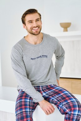 3478 PIŻAMA MĘSKA DŁUGA FRANCO S-XL - SZARY MELANŻ, M TARO