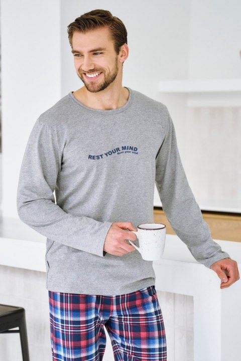 3478 PIŻAMA MĘSKA DŁUGA FRANCO S-XL - SZARY MELANŻ, M TARO 3478 PIŻAMA MĘSKA DŁUGA FRANCO S-XL - SZARY MELANŻ, M TARO