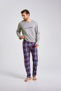 3478 PIŻAMA MĘSKA DŁUGA FRANCO S-XL - SZARY MELANŻ, M TARO