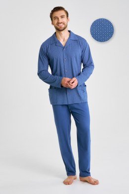 3483 PIŻAMA MĘSKA DŁUGA ROZPINANA DEREK M-2XL - JEANSOWY, XL TARO