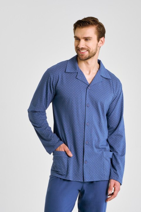 3485 PIŻAMA MĘSKA DŁUGA ROZPINANA DEREK 5XL-6XL - JEANSOWY, 5XL TARO 3485 PIŻAMA MĘSKA DŁUGA ROZPINANA DEREK 5XL-6XL - JEANSOWY, 5XL TARO