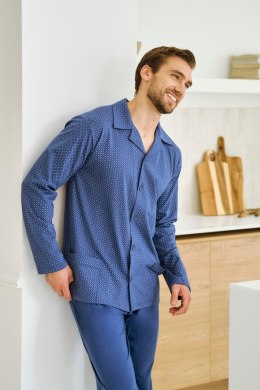 3485 PIŻAMA MĘSKA DŁUGA ROZPINANA DEREK 5XL-6XL - JEANSOWY, 6XL TARO