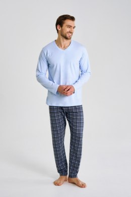 3475 PIŻAMA MĘSKA DŁUGA MARK M-2XL - BŁĘKITNY, M, 1 TARO