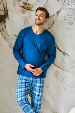 3477 PIŻAMA MĘSKA DŁUGA MARK 5XL-6XL - BŁĘKITNY, 5XL, 1 TARO