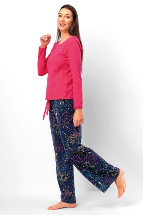 PIŻAMA DAMSKA LNS 750 B25 - GRANATOWO-MALINOWY, L KEY