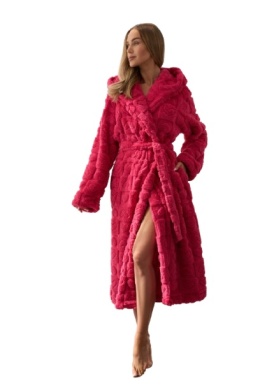 SZLAFROK DAMSKI DŁUGI 2554 - MALINA, L, 2 L&L