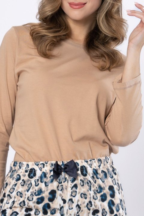 PIŻAMA DAMSKA WIOLETTA 1663 - BEŻOWY, 2XL LEVEZA