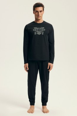 PIŻAMA MĘSKA LOGER 43469 AW25 - CZARNY, 2XL HENDERSON