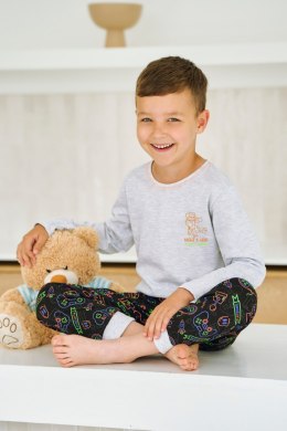 3498 PIŻAMA CHŁOPIĘCA DŁUGA LIAM 122-140 - SZARY MELANŻ, 140 TARO