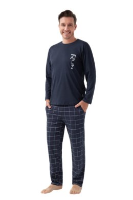 PIŻAMA MĘSKA 810 3XL J/25 - GRANATOWY, XXXL, 2 LUNA