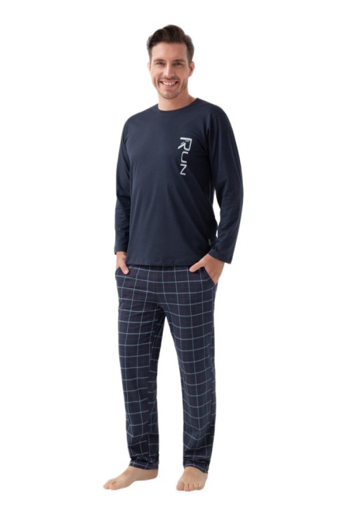 PIŻAMA MĘSKA 810 3XL J/25 - GRANATOWY, XXXL, 2 LUNA