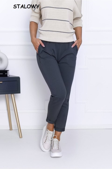 SPODNIE LENA - CIEMNA OLIWKA, L, KH OFF PINK