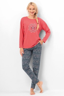 PIŻAMA DAMSKA LNS 703 B25 - GRANATOWY-CZERWONY, M KEY