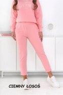SPODNIE LENA - CIEMNE BORDO, S, CB OFF PINK