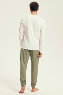 PIŻAMA MĘSKA LOCAL 43464 AW25 - ECRU-ZIELONY, 3XL, 01X HENDERSON