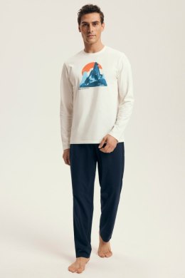 PIŻAMA MĘSKA LOJI 43475 AW25 - BIAŁY-GRANAT, 2XL HENDERSON