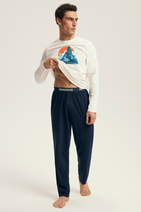 PIŻAMA MĘSKA LOJI 43475 AW25 - BIAŁY-GRANAT, 2XL HENDERSON