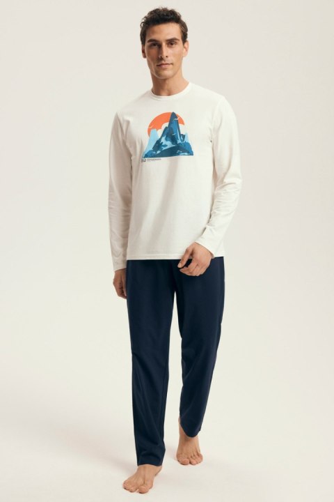 PIŻAMA MĘSKA LOJI 43475 AW25 - BIAŁY-GRANAT, L HENDERSON