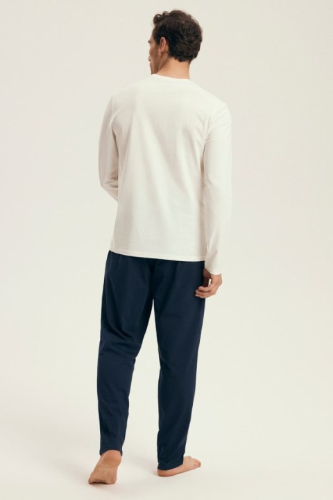 PIŻAMA MĘSKA LOJI 43475 AW25 - BIAŁY-GRANAT, L HENDERSON