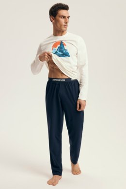 PIŻAMA MĘSKA LOJI 43475 AW25 - BIAŁY-GRANAT, XL HENDERSON