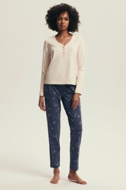PIŻAMA DAMSKA DELANIE 43698 AW25 - ECRU-JEANS, L HENDERSON LADIES