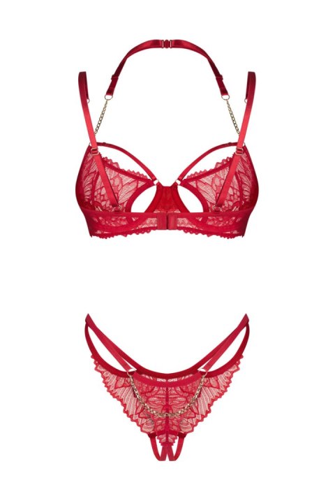 Matildea komplet 2-częściowy otwarty - CZERWONY, S/M OBSESSIVE