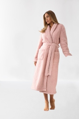 SZLAFROK DAMSKI DŁUGI 2560 - PUDER RÓŻ, L, 2 L&L