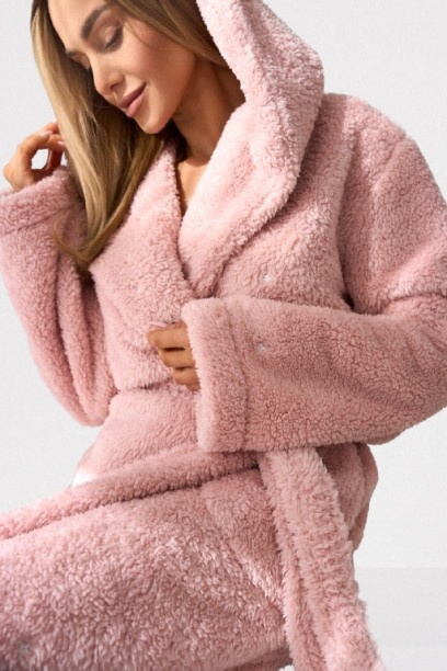 SZLAFROK DAMSKI KRÓTKI 2559 - PUDER RÓŻ, L, 3 L&L