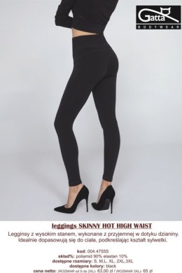 LEGGINGS SKINNY HOT HIGH WAIST - Black, XL GATTA BODYWEAR