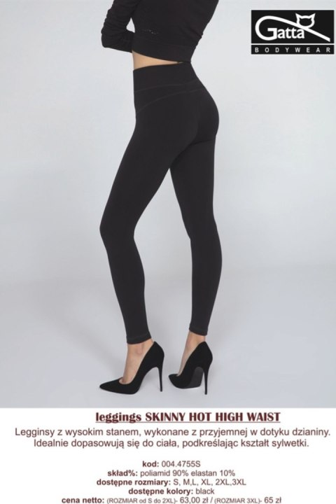 LEGGINGS SKINNY HOT HIGH WAIST - Black, XL GATTA BODYWEAR LEGGINGS SKINNY HOT HIGH WAIST - Black, XL GATTA BODYWEAR