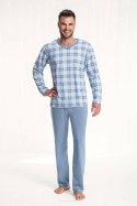PIŻAMA MĘSKA 795 3XL - GRANATOWO-NIEBIESKI, XXXL LUNA
