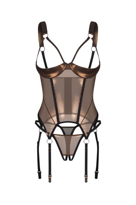 Soranna gorset i stringi otwarte - ZŁOTY, S/M OBSESSIVE