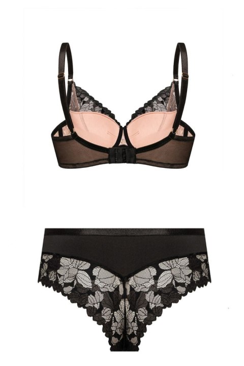 Biustonosz Hanna push up - CZARNO- BEZOWY, 70D NIPPLEX