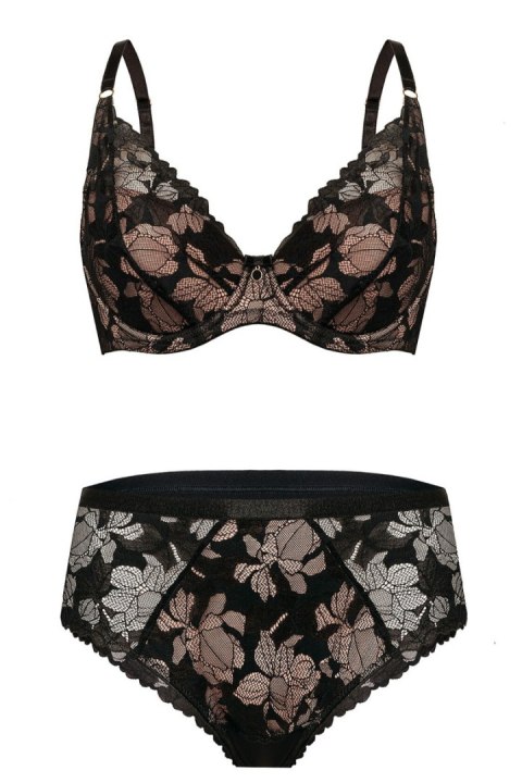 Biustonosz Hanna push up - CZARNO- BEZOWY, 75B NIPPLEX