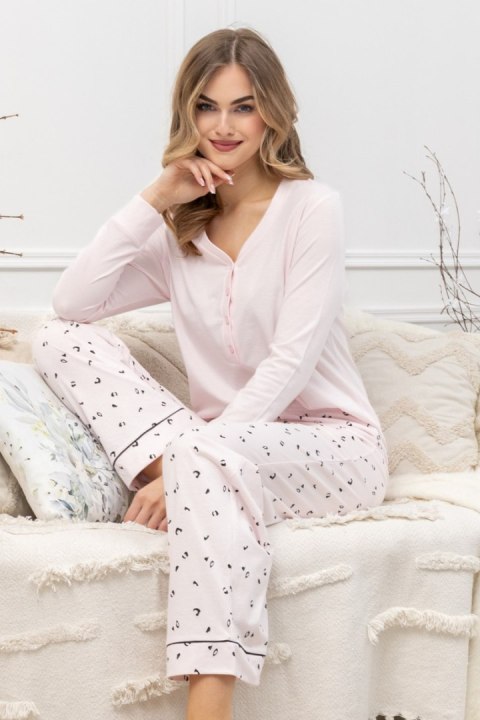 PIŻAMA DAMSKA AFRA 1617 - JASNORÓŻOWY, XL LEVEZA
