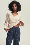 PIŻAMA DAMSKA DELANIE 43698 AW25 - ECRU-JEANS, 2XL HENDERSON LADIES