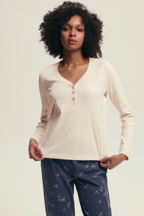 PIŻAMA DAMSKA DELANIE 43698 AW25 - ECRU-JEANS, 2XL HENDERSON LADIES