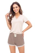 PIŻAMA DAMSKA DAPHNE SHORT - BEIGE, L DONNA