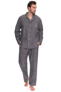 PIŻAMA MĘSKA ROZPINANA 2533 L&L - SZARY, XL L&L