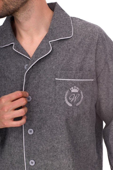 PIŻAMA MĘSKA ROZPINANA 2533 L&L - SZARY, XL L&L