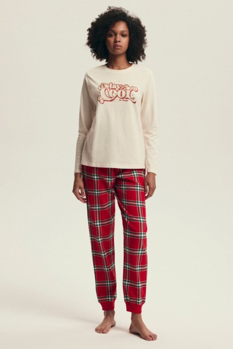 PIŻAMA DAMSKA DALISA 43717 AW25 - ECRU-CZERWONY, XL HENDERSON LADIES