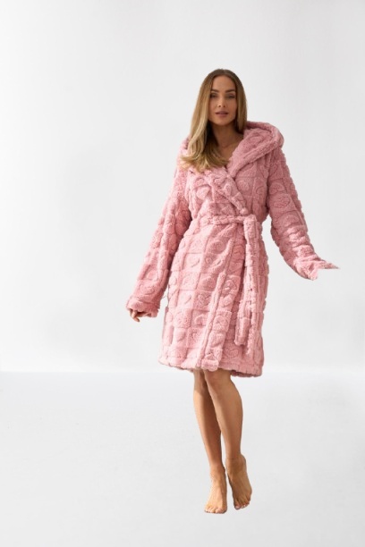 SZLAFROK DAMSKI KRÓTKI 2553 - PUDER RÓŻ, XS, 2 L&L